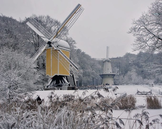 Windmills at Open Air Museum in Arnhem (Gelderland)